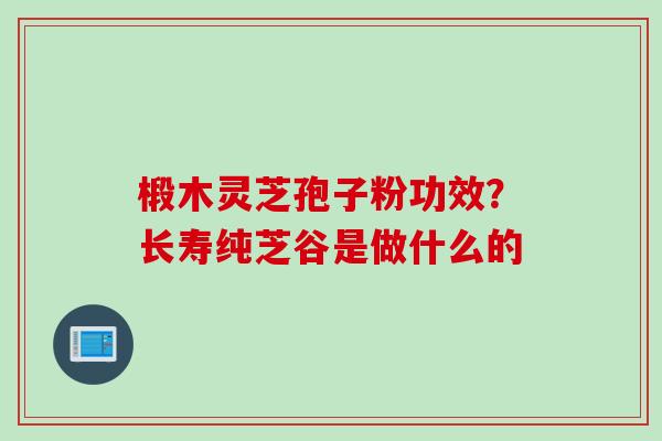 椴木灵芝孢子粉功效？长寿纯芝谷是做什么的