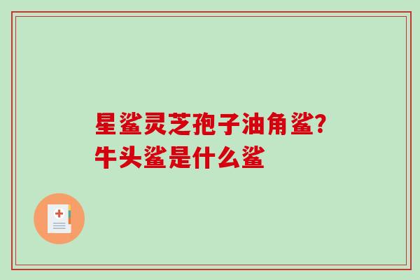 星鲨灵芝孢子油角鲨？牛头鲨是什么鲨