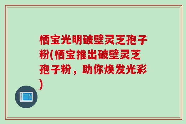 栖宝光明破壁灵芝孢子粉(栖宝推出破壁灵芝孢子粉，助你焕发光彩)