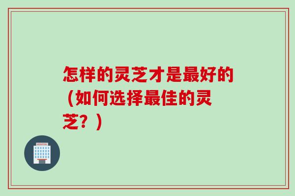怎样的灵芝才是最好的 (如何选择最佳的灵芝？)