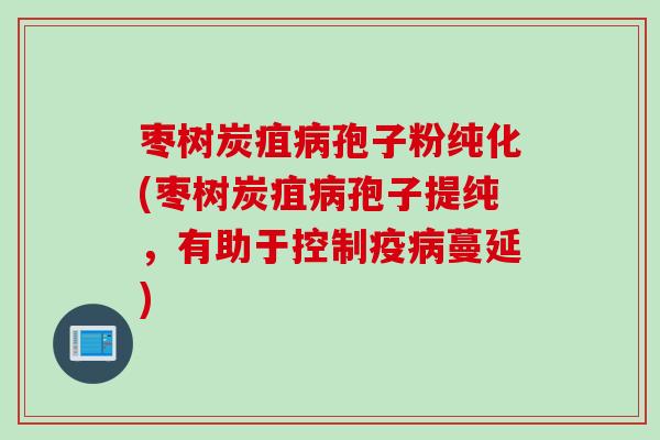枣树炭疽病孢子粉纯化(枣树炭疽病孢子提纯，有助于控制疫病蔓延)