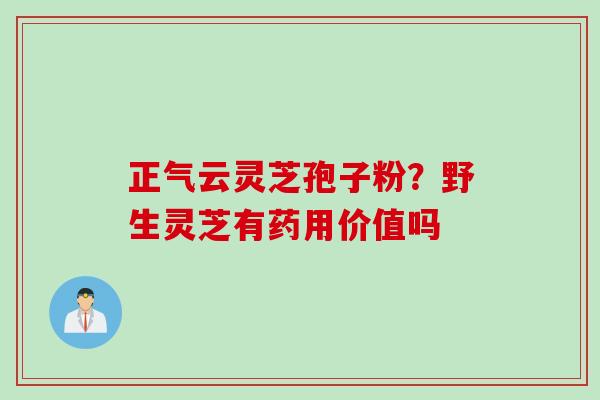 正气云灵芝孢子粉？野生灵芝有药用价值吗