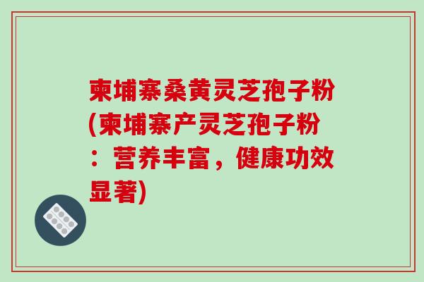 柬埔寨桑黄灵芝孢子粉(柬埔寨产灵芝孢子粉：营养丰富，健康功效显著)