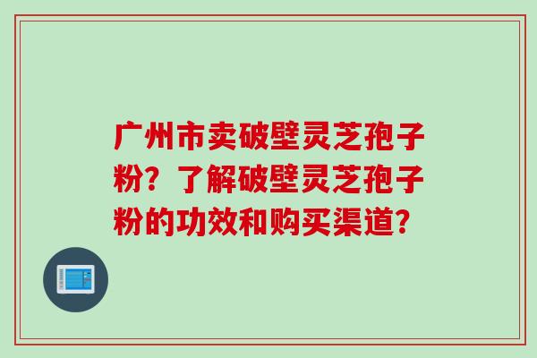 广州市卖破壁灵芝孢子粉？了解破壁灵芝孢子粉的功效和购买渠道？