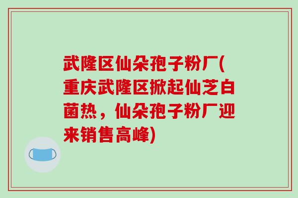 武隆区仙朵孢子粉厂(重庆武隆区掀起仙芝白菌热，仙朵孢子粉厂迎来销售高峰)