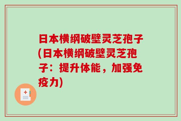 日本横纲破壁灵芝孢子(日本横纲破壁灵芝孢子：提升体能，加强免疫力)