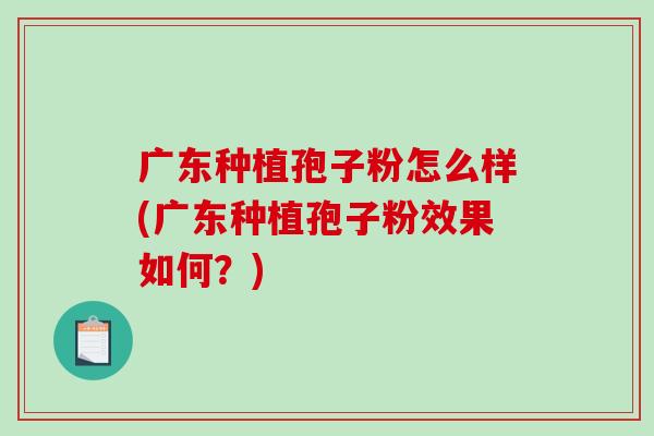 广东种植孢子粉怎么样(广东种植孢子粉效果如何？)