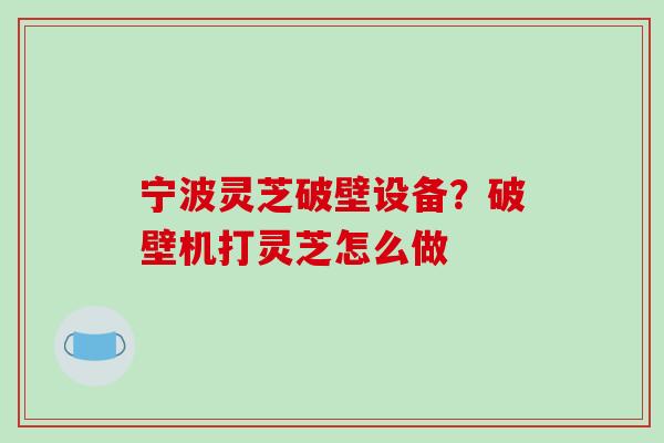 宁波灵芝破壁设备？破壁机打灵芝怎么做