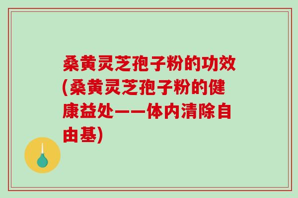 桑黄灵芝孢子粉的功效(桑黄灵芝孢子粉的健康益处——体内清除) 桑黄灵芝孢子粉的功效(桑黄灵芝孢子粉的健康益处——体内清除)