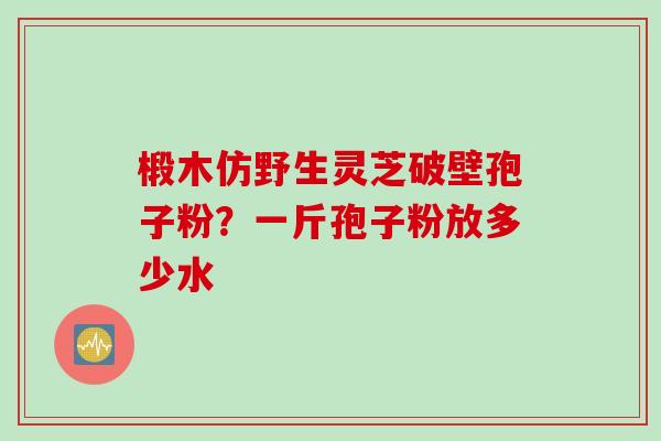 椴木仿野生灵芝破壁孢子粉？一斤孢子粉放多少水