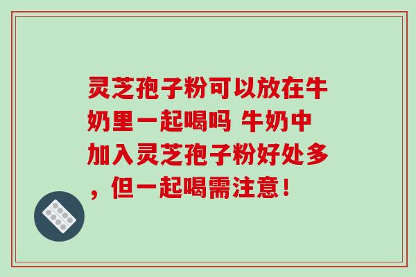 灵芝孢子粉可以放在牛奶里一起喝吗 牛奶中加入灵芝孢子粉好处多，但一起喝需注意！