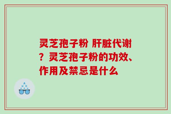 灵芝孢子粉 肝脏代谢？灵芝孢子粉的功效、作用及禁忌是什么