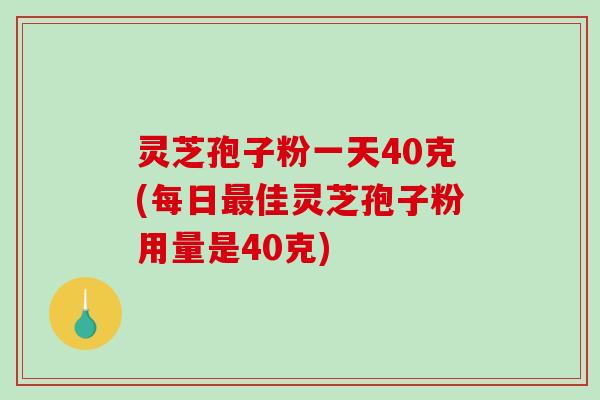 灵芝孢子粉一天40克(每日佳灵芝孢子粉用量是40克)