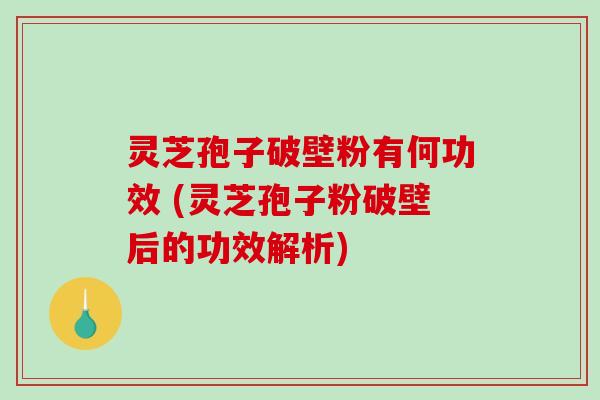 灵芝孢子破壁粉有何功效 (灵芝孢子粉破壁后的功效解析)