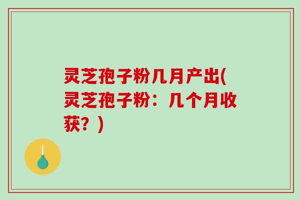 灵芝孢子粉几月产出(灵芝孢子粉：几个月收获？)