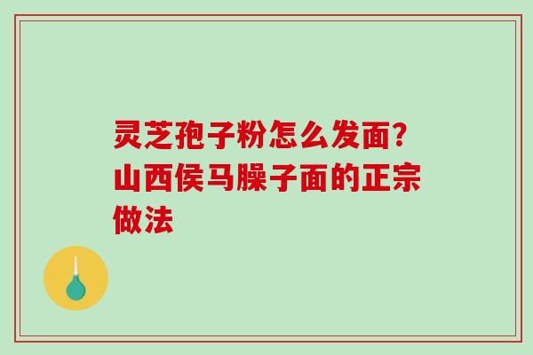 灵芝孢子粉怎么发面？山西侯马臊子面的正宗做法