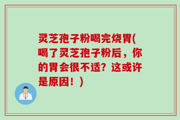 灵芝孢子粉喝完烧胃(喝了灵芝孢子粉后，你的胃会很不适？这或许是原因！)