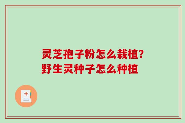 灵芝孢子粉怎么栽植？野生灵种子怎么种植