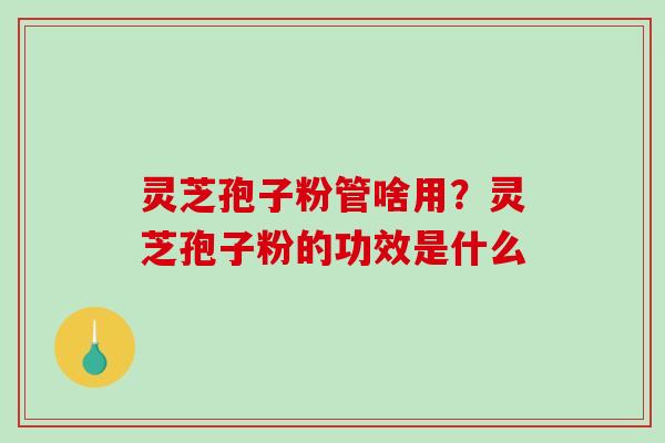 灵芝孢子粉管啥用？灵芝孢子粉的功效是什么
