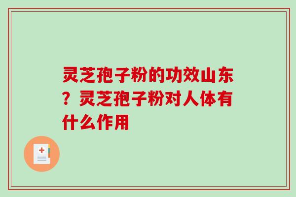 灵芝孢子粉的功效山东？灵芝孢子粉对人体有什么作用