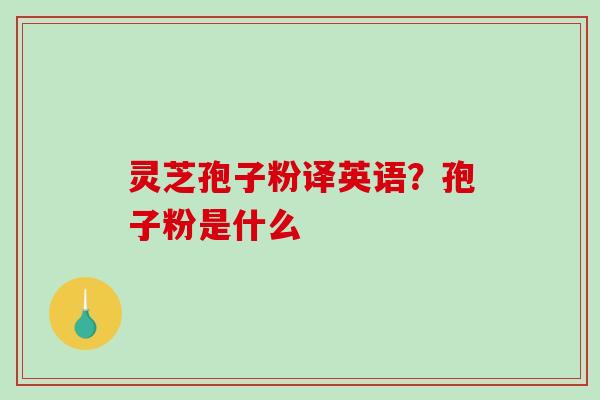 灵芝孢子粉译英语？孢子粉是什么
