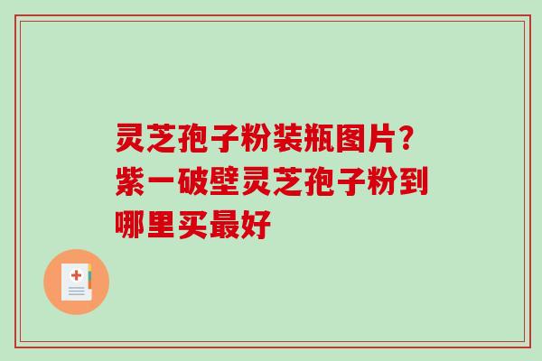 灵芝孢子粉装瓶图片？紫一破壁灵芝孢子粉到哪里买最好