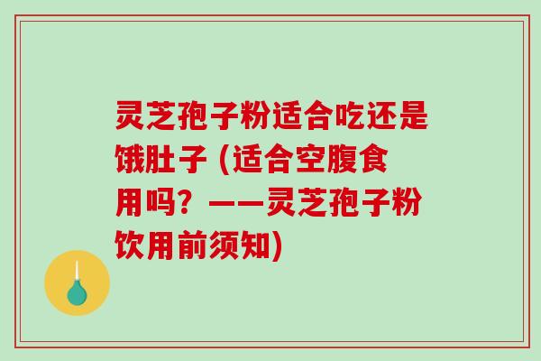 灵芝孢子粉适合吃还是饿肚子 (适合空腹食用吗？——灵芝孢子粉饮用前须知)