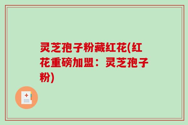 灵芝孢子粉藏红花(红花重磅加盟：灵芝孢子粉)