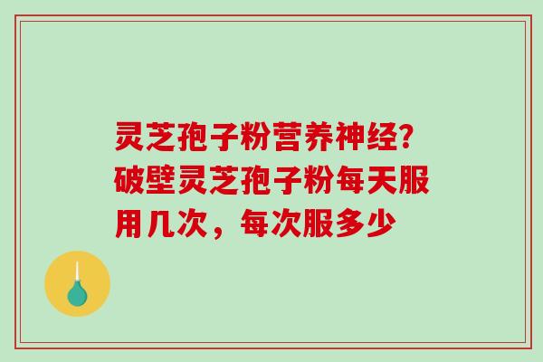灵芝孢子粉营养神经？破壁灵芝孢子粉每天服用几次，每次服多少