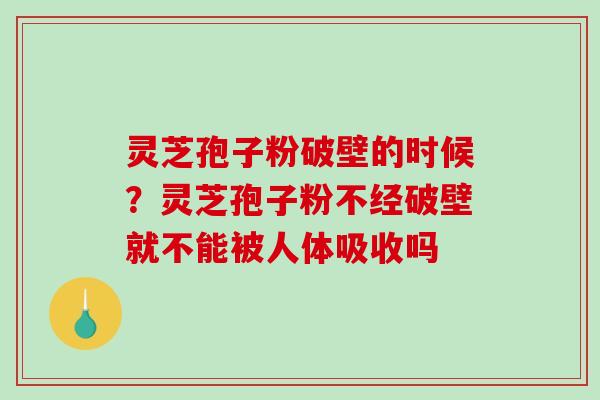 灵芝孢子粉破壁的时候？灵芝孢子粉不经破壁就不能被人体吸收吗