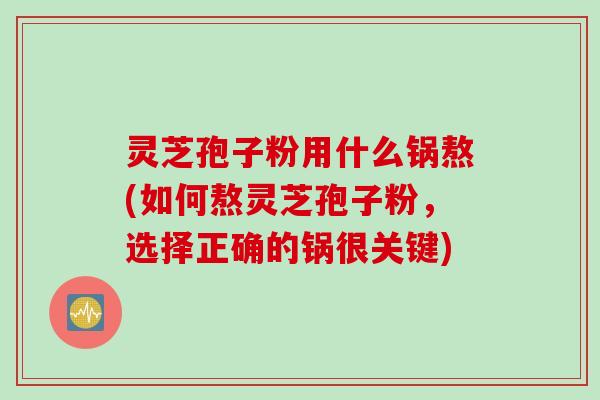 灵芝孢子粉用什么锅熬(如何熬灵芝孢子粉，选择正确的锅很关键)