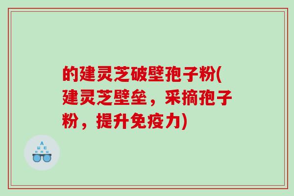 的建灵芝破壁孢子粉(建灵芝壁垒，采摘孢子粉，提升免疫力)