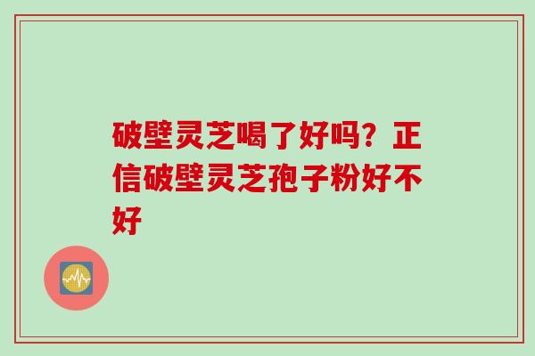 破壁灵芝喝了好吗？正信破壁灵芝孢子粉好不好