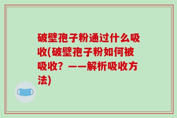 破壁孢子粉通过什么吸收(破壁孢子粉如何被吸收？——解析吸收方法)