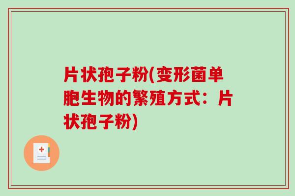 片状孢子粉(变形菌单胞生物的繁殖方式：片状孢子粉)