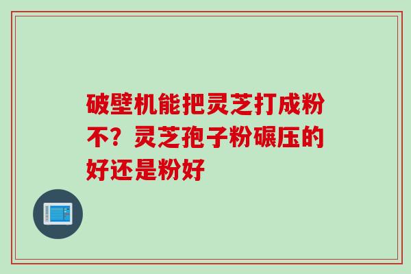 破壁机能把灵芝打成粉不？灵芝孢子粉碾压的好还是粉好
