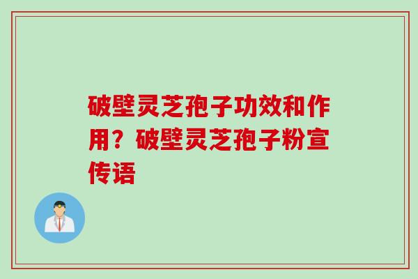 破壁灵芝孢子功效和作用？破壁灵芝孢子粉宣传语