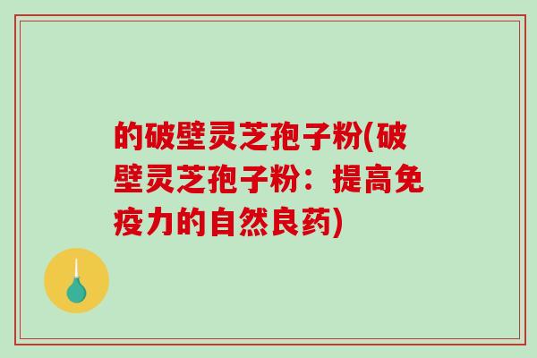的破壁灵芝孢子粉(破壁灵芝孢子粉：提高免疫力的自然良药)
