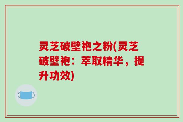 灵芝破壁袍之粉(灵芝破壁袍：萃取精华，提升功效)