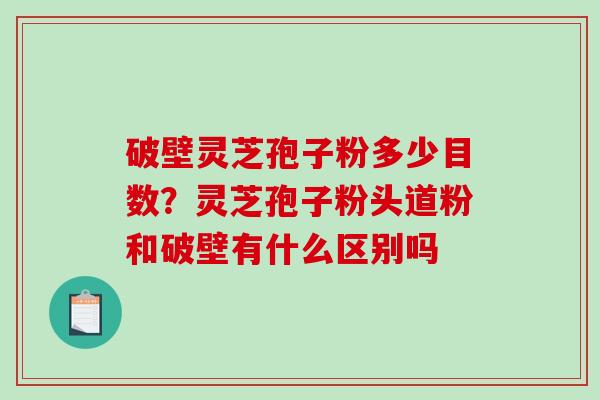 破壁灵芝孢子粉多少目数？灵芝孢子粉头道粉和破壁有什么区别吗