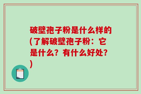 破壁孢子粉是什么样的(了解破壁孢子粉：它是什么？有什么好处？)