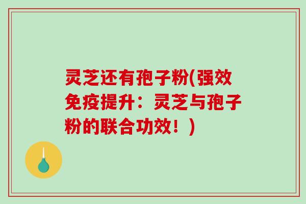 灵芝还有孢子粉(强效免疫提升：灵芝与孢子粉的联合功效！)