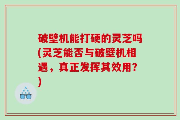 破壁机能打硬的灵芝吗(灵芝能否与破壁机相遇,真正发挥其效用?) 破壁机能打硬的灵芝吗(灵芝能否与破壁机相遇,真正发挥其效用?)