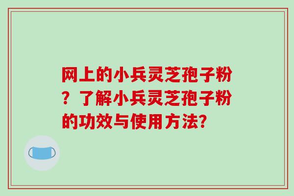 网上的小兵灵芝孢子粉？了解小兵灵芝孢子粉的功效与使用方法？