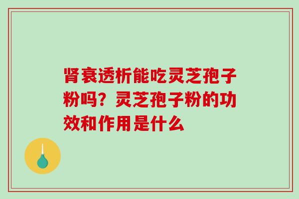 肾衰透析能吃灵芝孢子粉吗？灵芝孢子粉的功效和作用是什么