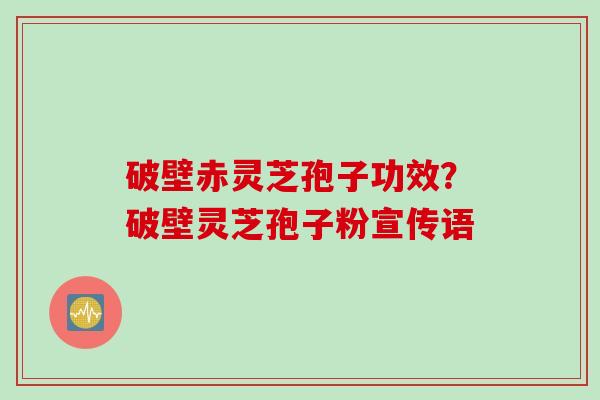 破壁赤灵芝孢子功效？破壁灵芝孢子粉宣传语