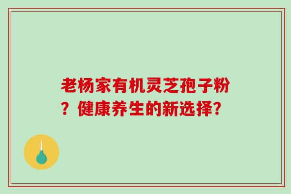 老杨家有机灵芝孢子粉？健康养生的新选择？