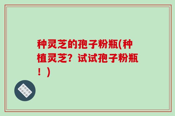 种灵芝的孢子粉瓶(种植灵芝？试试孢子粉瓶！)