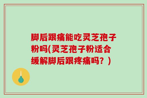 脚后跟痛能吃灵芝孢子粉吗(灵芝孢子粉适合缓解脚后跟疼痛吗？)