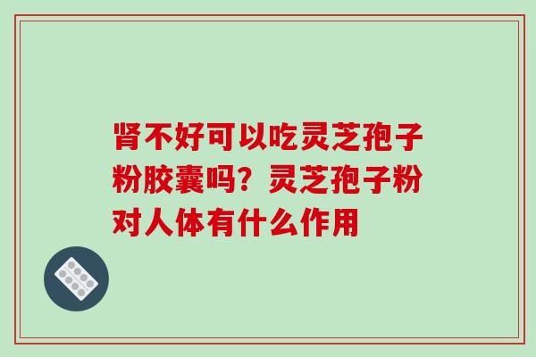 肾不好可以吃灵芝孢子粉胶囊吗？灵芝孢子粉对人体有什么作用